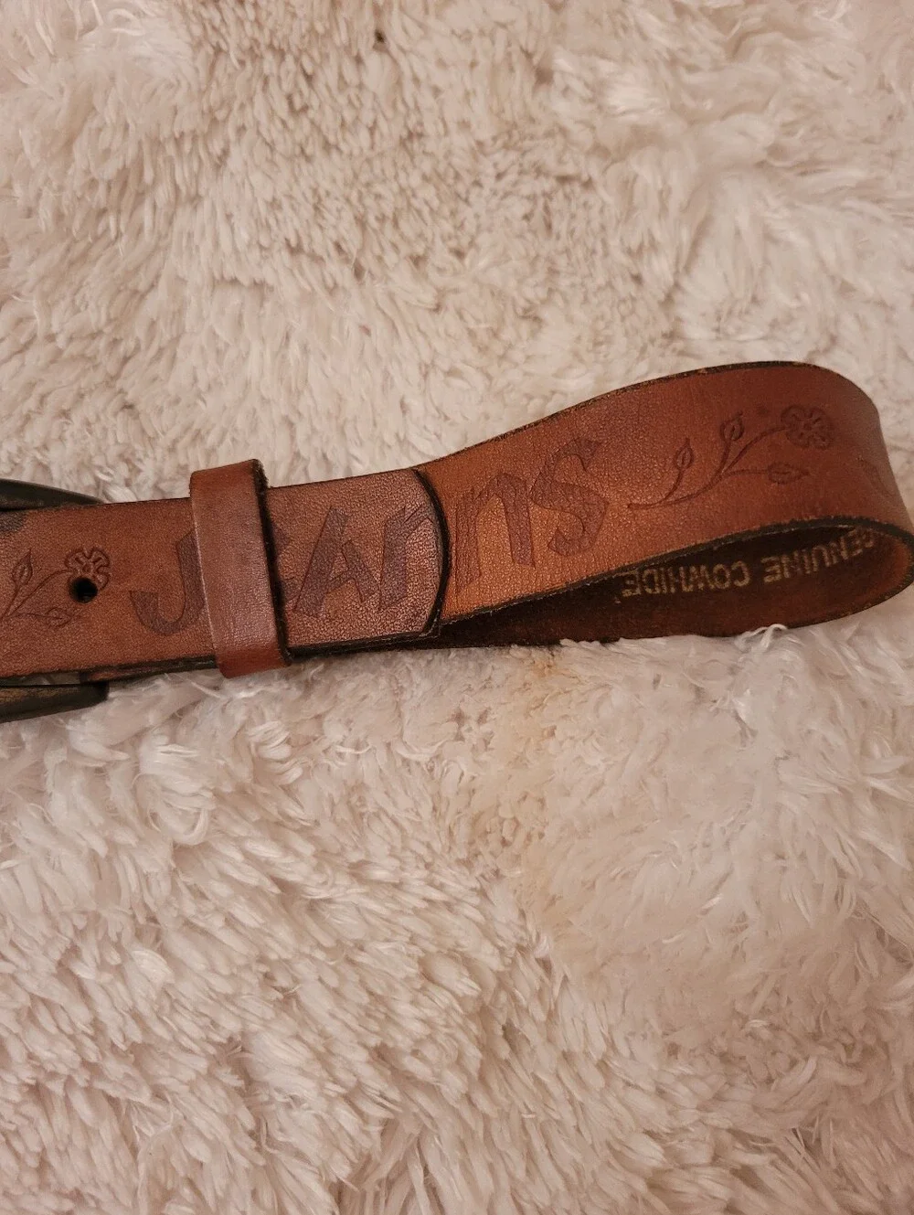 Genuine Cowhide Embroired Leather Belt Size Small Medium!